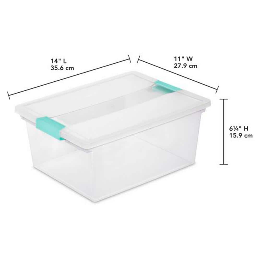 Clear Plastic Stackable Storage Bin with Latching Lid, 14" x 11"
