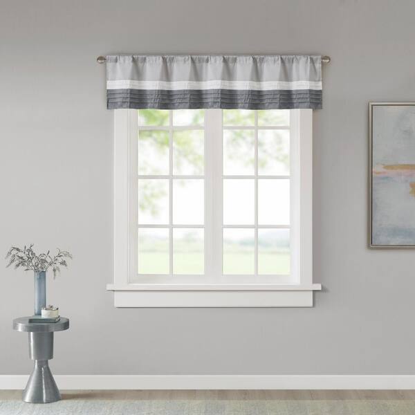 Madison Park Eastridge 18 in. L x 50 in. W. in Grey Polyester Light Filtering Valance