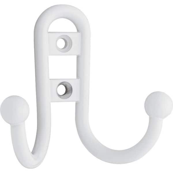 Liberty 2-7/10 in. White Ball End Double Wall Hook B46115Z-W-C