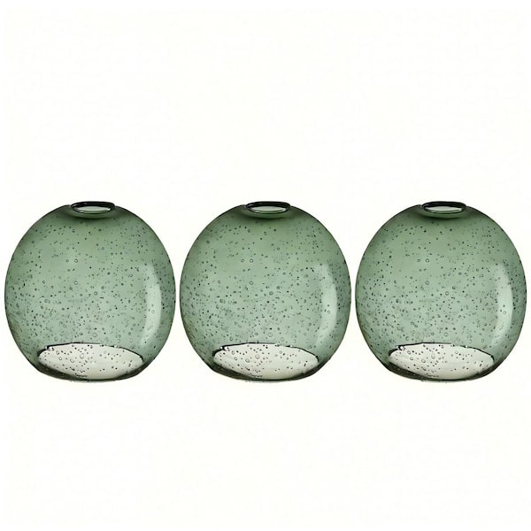 6.5 in. Green Seeded Glass Globe Pendant Lamp Shade Suitable for 1.65 in. Lip Fitter (3-Pack)