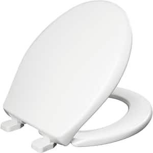 Kennan Round Soft Close Plastic Closed Front Toilet Seat in White Never Loosens and Super Grip Bumpers