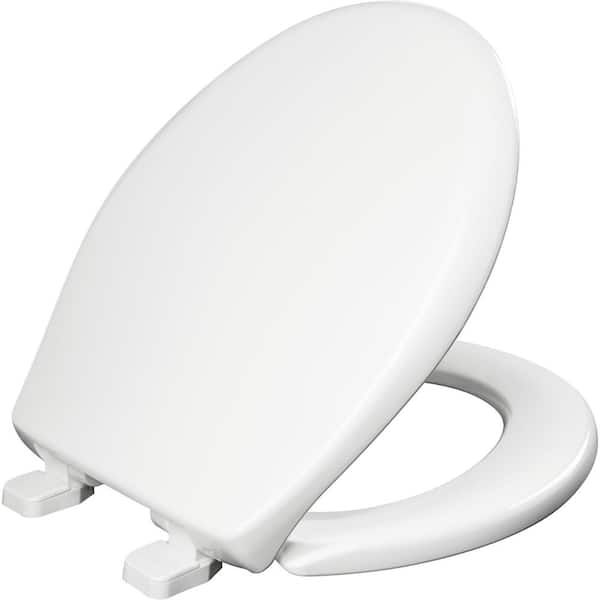 BEMIS Kennan Round Soft Close Plastic Closed Front Toilet Seat in White Never Loosens and Super Grip Bumpers