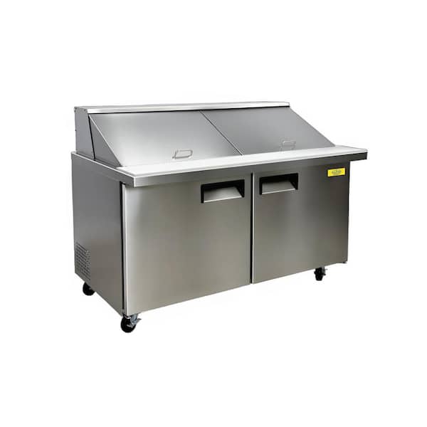 Elite Kitchen Supply 60.5 in. 17 cu. ft. Commercial Sandwich Prep Table Mega Top Two Door NSF Refrigerator ESP60M Stainless