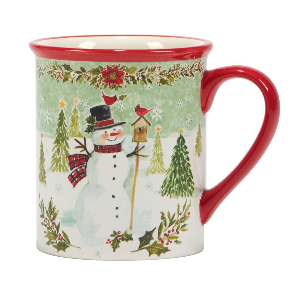 Joy of Christmas Red Ceramic 16 oz Mug Set of 4