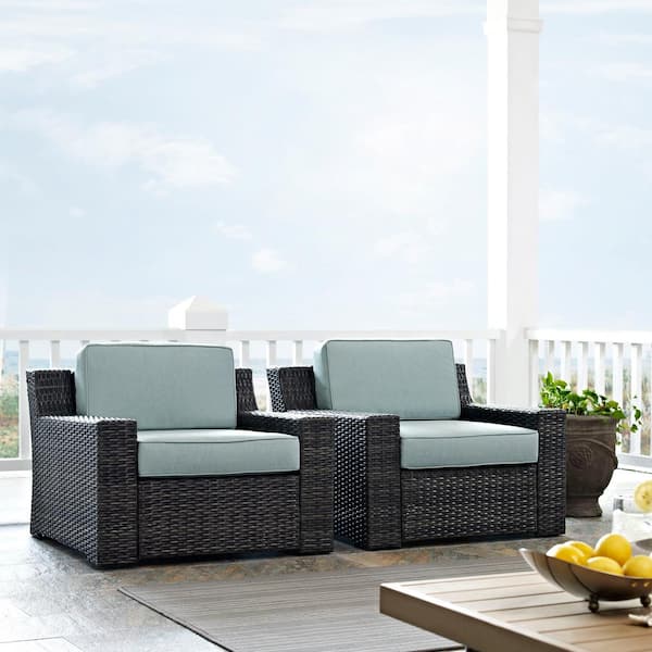 CROSLEY FURNITURE Beaufort Wicker Outdoor Seating Set with Mist Cushion (2-Piece)
