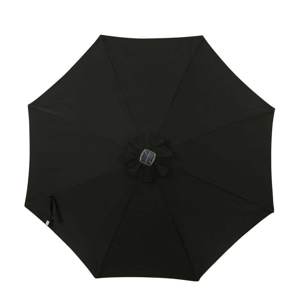 Mirage II Fiesta Black Aluminum Market Patio Umbrella with Solar LED Lights
