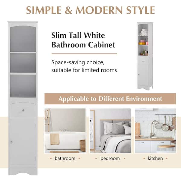 9.1 in. W x 13.4 in. D x 66.9 in. H in WHITE Plywood Ready to Assemble Diagonal Kitchen Cabinet