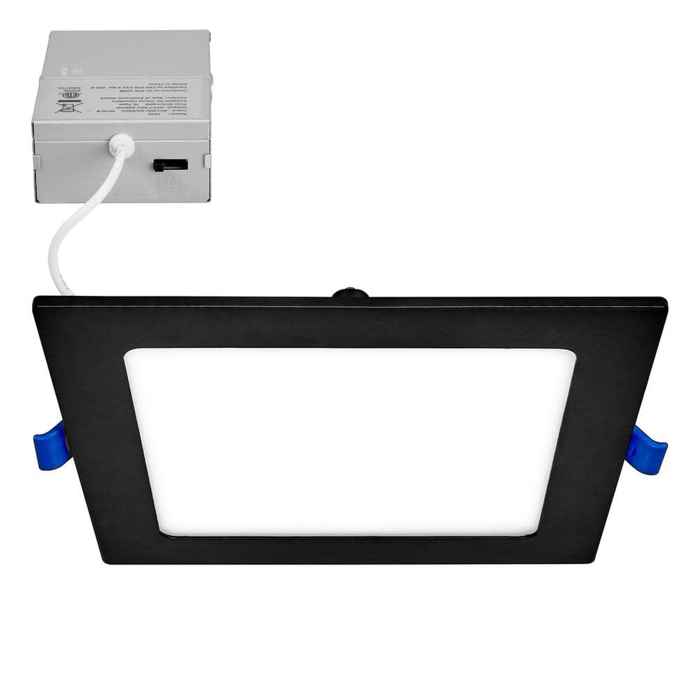 Black Aluminum 6-Inch Square Ultra-Thin Recessed LED Downlight