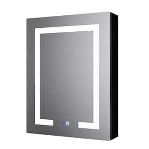 Velux 20 in. W x 26 in. H Rectangular Aluminum Recessed/Surface Mount Left Dimmable Medicine Cabinet with Mirror LED