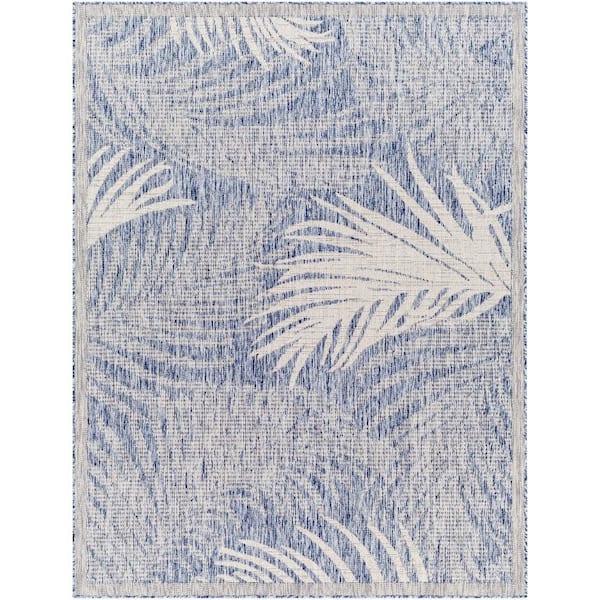 Livabliss Lamar Cream/Light Gray Botanical 8 ft. x 10 ft. Indoor/Outdoor Area Rug