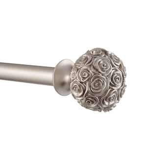 Peony 66 in. - 120 in. Adjustable 1 in. Single Curtain Rod Kit in Matte Silver with Finial