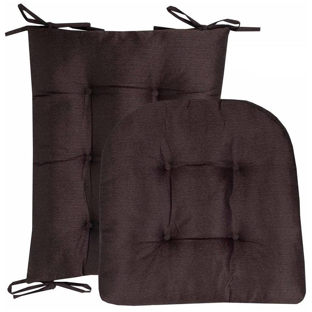 Tufted Pads Brown Rocking Chair Cushion Chair Pad (Set of 2)