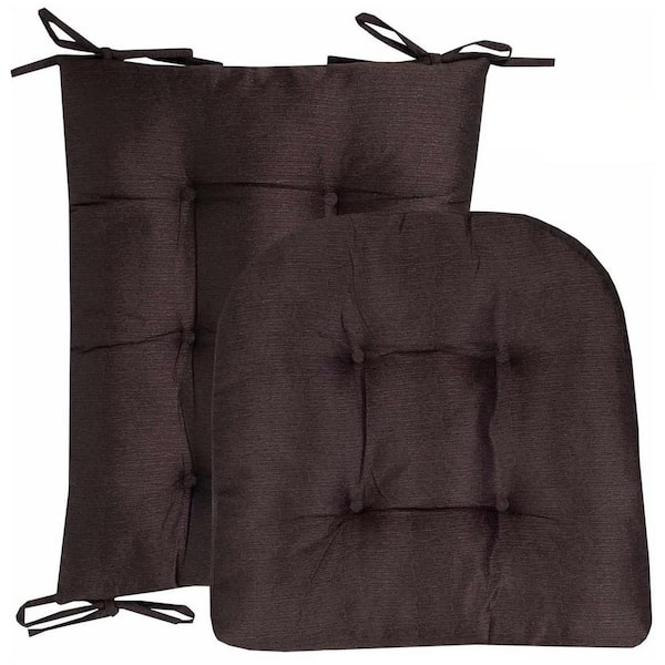 Unbranded Tufted Pads Brown Rocking Chair Cushion Chair Pad (Set of 2)