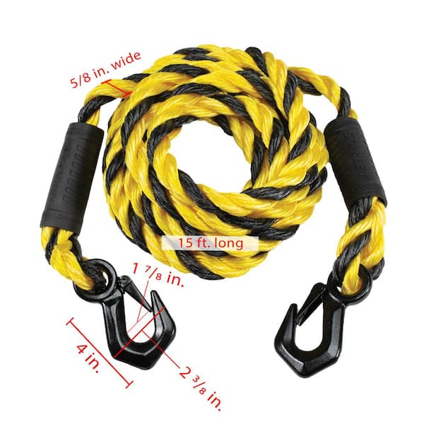 Stanley 15 ft. x 5/8 in. Braided Tow Rope with Tri-Hook (7,200 lbs. Break  Strength) S1052 - The Home Depot