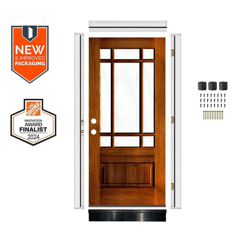 Krosswood Doors 36in.x80in.Prairie Hemlock RH 9-Lite Clear Glass