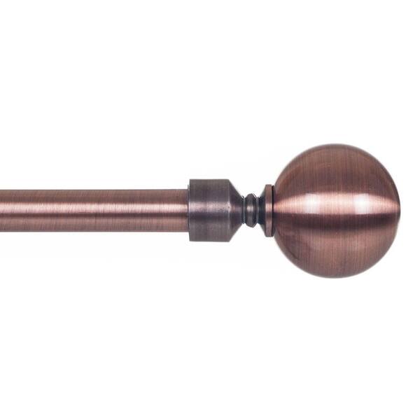 Lavish Home 48 in. - 86 in. Telescoping 3/4 in. Single Curtain Rod in Antique Copper with Sphere Finial