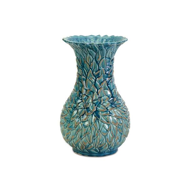 Filament Design Lenor 15 in. Ceramic Decorative Vase in Aqua