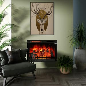 In Flames 28 in. in-Wall Recessed Electric Fireplace Insert Infrared Space Heater with Adjustable Flame Effects