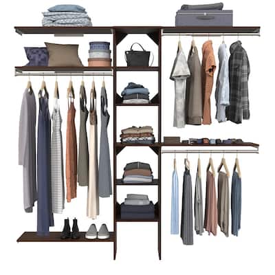 Style+ 64.9 in W - 112.9 in W Chocolate Basic Narrow Wood Closet System Kit