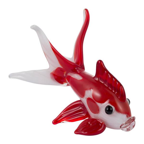 A & B Home 9 in. White/Red Multi Flutter Fish Dcor Accent