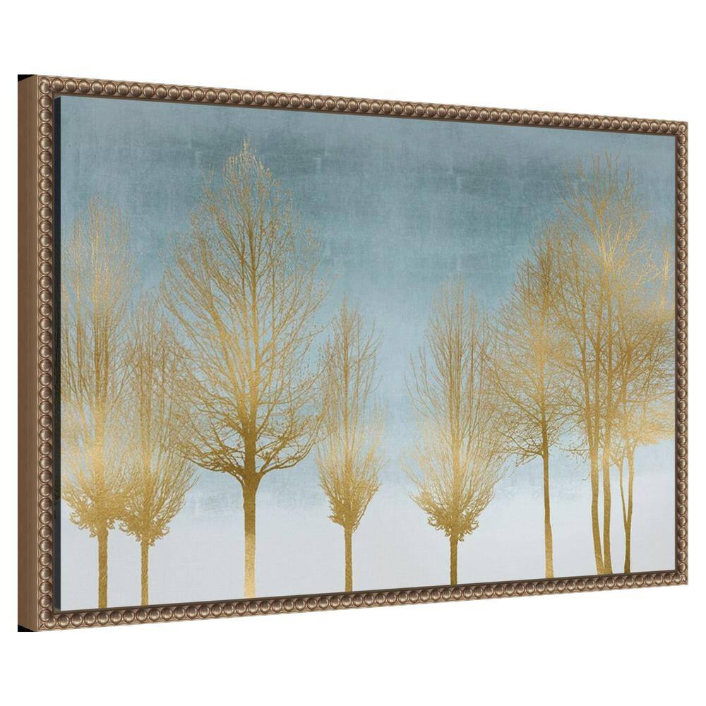 Gold Forest on Aqua Framed Canvas Wall Art, 23 x 16