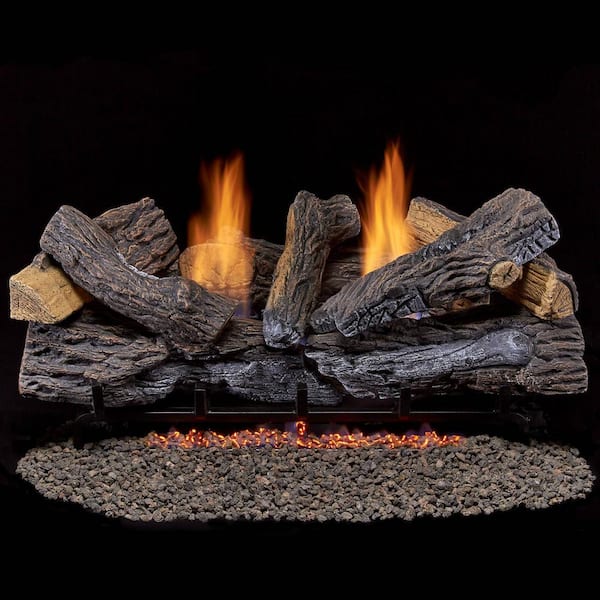 Duluth Forge Ventless Propane Gas Log Set - 30 in. Stacked Red Oak 33,000 BTU - Manual Control