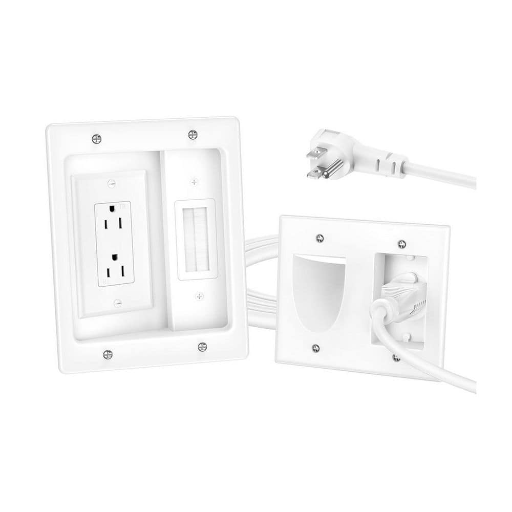 Series TV Cable Hider Wall Kit Recessed Outlet Cable Management Kit White for Wall Mounted TV Home Office 1 Kit price history on PriceWatchPro