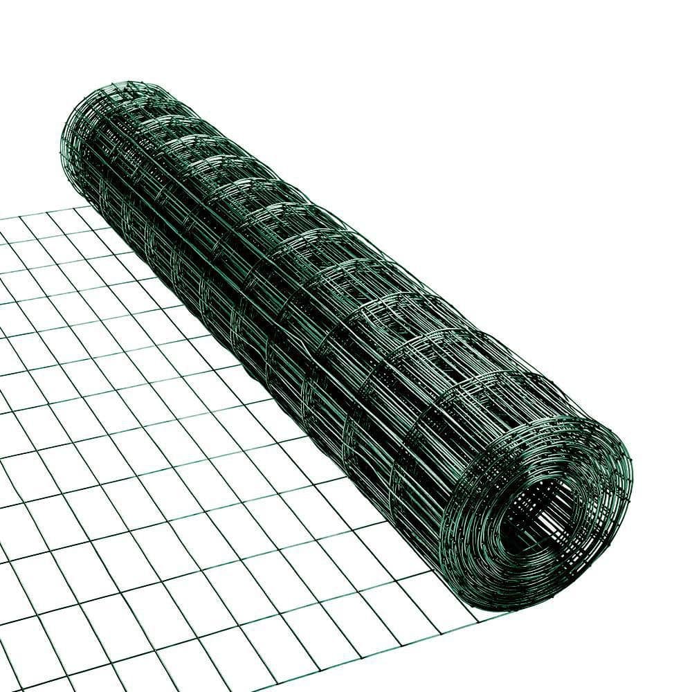 Everbilt 0.14 in. x 4 ft. x 50 ft. 16-Gauge Green PVC-Coated Steel ...