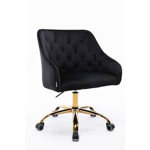 Modern 20.9 in. Black Velvet Swivel Office Chair Leisure task chair with Adjustable Height