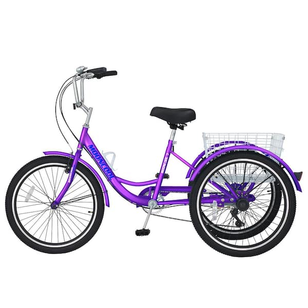 purple three wheel bike