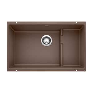PRECIS CASCADE Silgranit 28.75 in. Undermount Single Bowl Cafe Granite Composite Kitchen Sink with Colander