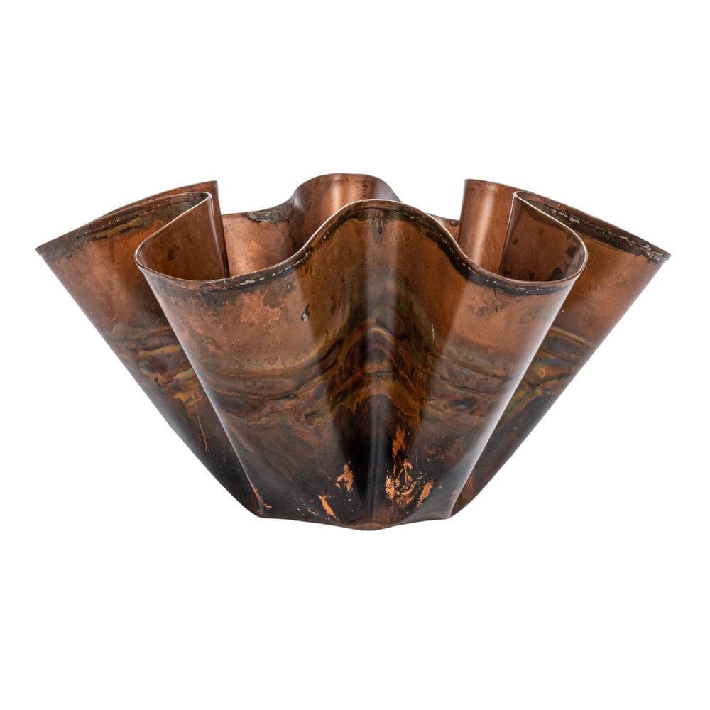 Oxidized Copper Metal Organic Shaped Planter Bowl