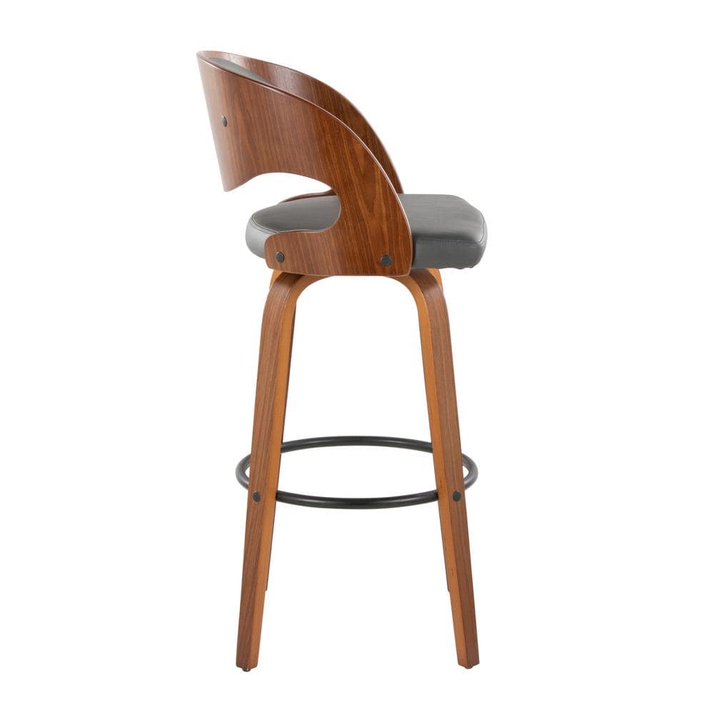 Pino Dark Gray Wood and Metal Swivel Barstool Set