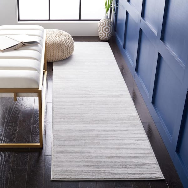 Vision Ivory Gray 2 ft. x 12 ft. Solid Marle Runner Rug