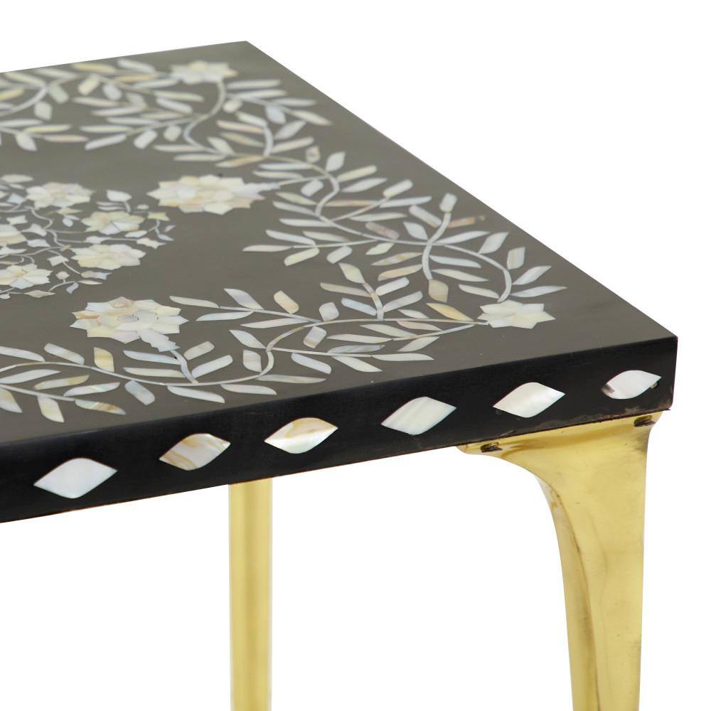Elegant 20'' Gold and Black Wood-Metal Eclectic Accent Table