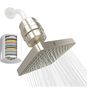6 in. Square 23-Stage Shower Filter Head with Water Filter Cartridge Reduces Chlorine High Pressure in Brushed Nickel