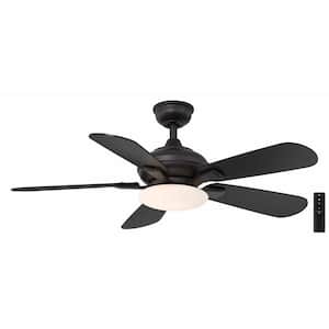 Benson 44 in. Integrated LED Indoor Matte Black Ceiliing Fan with Light and Remote Control