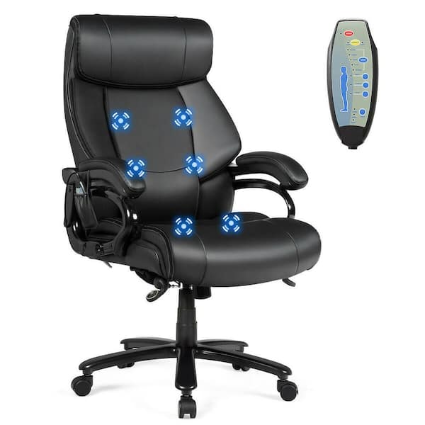 Costway Black Vinyl Seat Massage Gaming Chairs with Arms HW66144BK - The  Home Depot