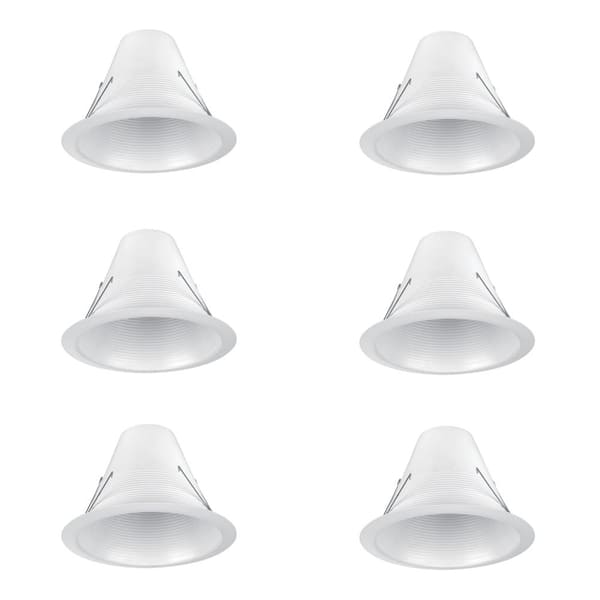 Commercial Electric 6 in. White Airtight Recessed Can Light Baffle Trim (6-Pack)
