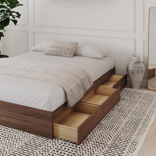3-Drawer Brown Frame King Size Storage Platform Bed
