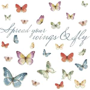 5 in. x 11.5 in. Lisa Audit Butterfly Quote 28-Piece Peel and Stick Wall Decals