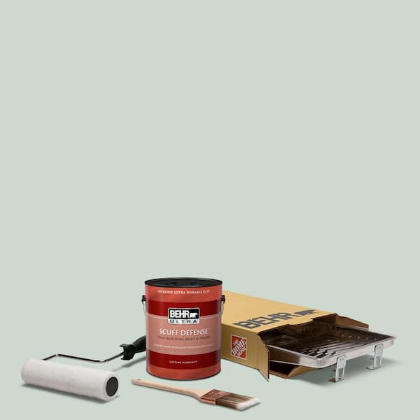 BEHR 1 gal. #MQ3-21 Breezeway Ultra Extra Durable Flat Interior Paint and 5-Piece Wooster Set All-in-One Project Kit