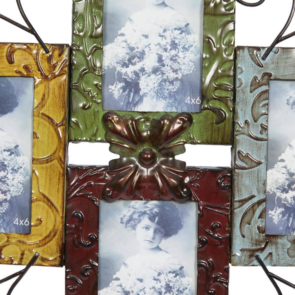 Multi-Colored Iron Scroll Wall Photo Frame with Floral Motif