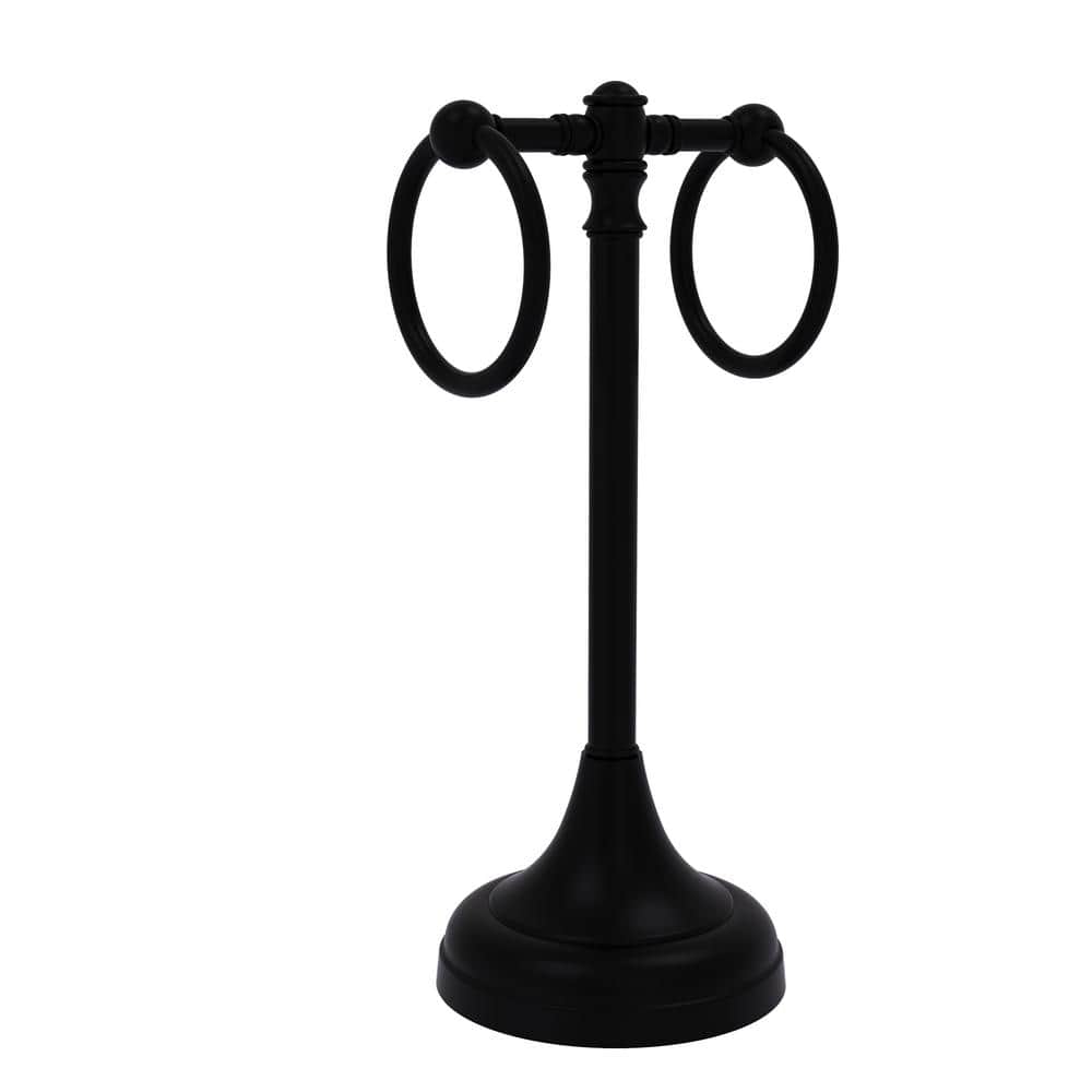 Allied Brass Carolina Collection 5.5 in. 2 Ring Guest Towel Stand in Matte  Black CL-53-BKM