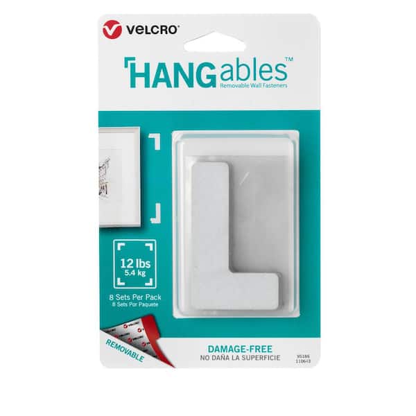 VELCRO HANGables Removable Wall Fasteners 3 in. x 1-3/4 in. Corners (8-Count)