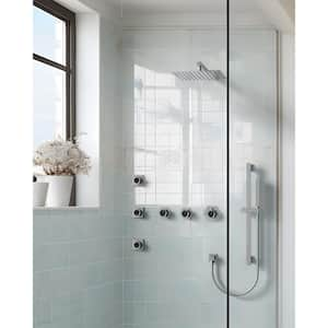 12 in. 5-Spray Multi-Functionn Shower System Square High Pressure with Hand Shower in Brushed Nickel (Valve Included)