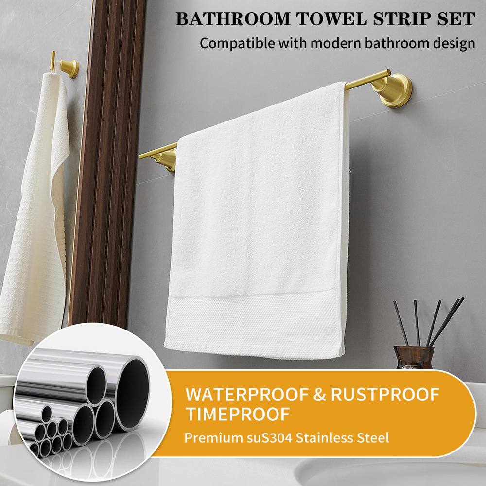 Brushed Gold Stainless Steel 4-Piece Bathroom Hardware Set