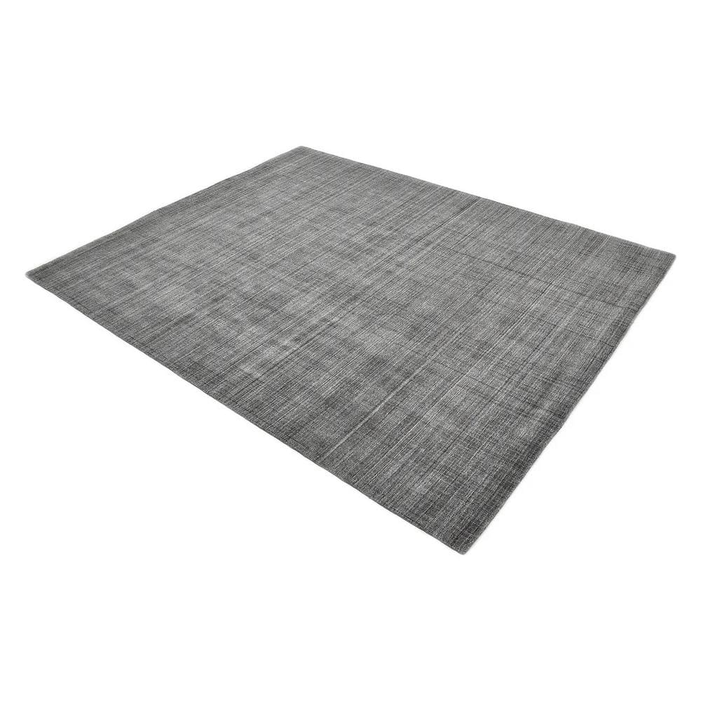Luxurious Handcrafted 9' x 12' Gray Wool & Viscose Area Rug