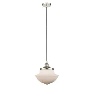 Oxford 100-Watt 1-Light Polished Nickel Shaded Mini Pendant Light with Frosted Glass Frosted Glass Shade