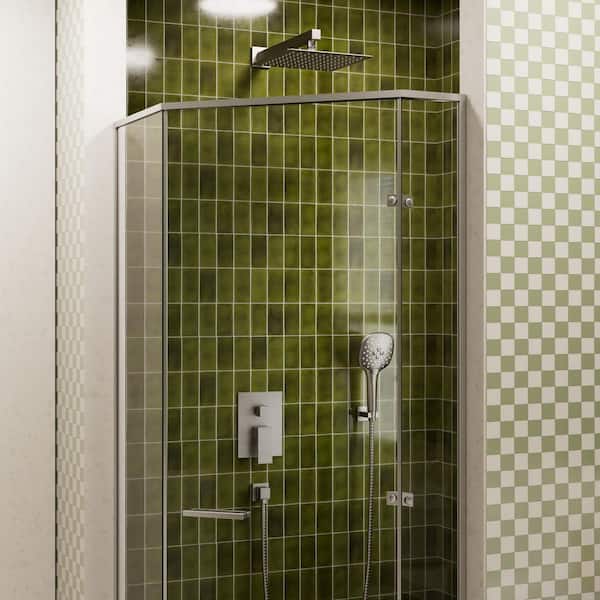 Crozet 2-Spray Wall Mount Dual Fixed and Handheld Shower Head Shower Faucet 2.5 GPM in Brushed Nickel (Valve Included)